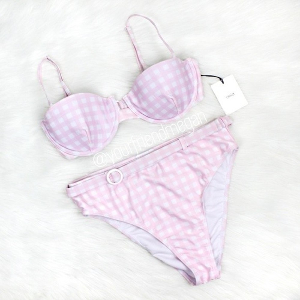 Onia Pink Gingham Vintage Retro Bikini Set
